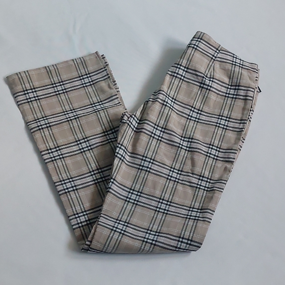 Xhilaration Plaid Boot Cut Pants - Beige and Black Womens Size 3